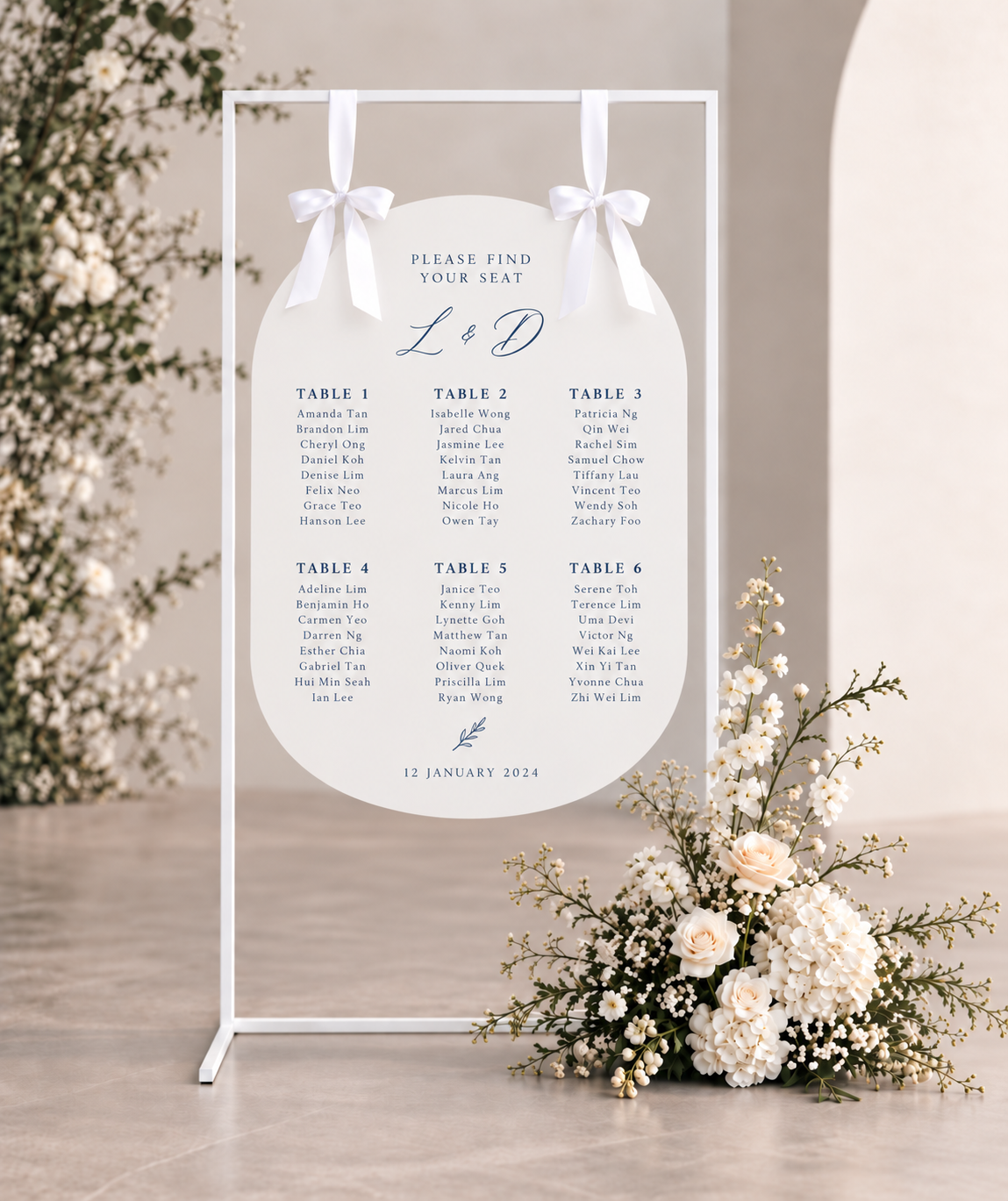 Wedding Seating Chart Signage - Acrylic/Artcard/Foamboard