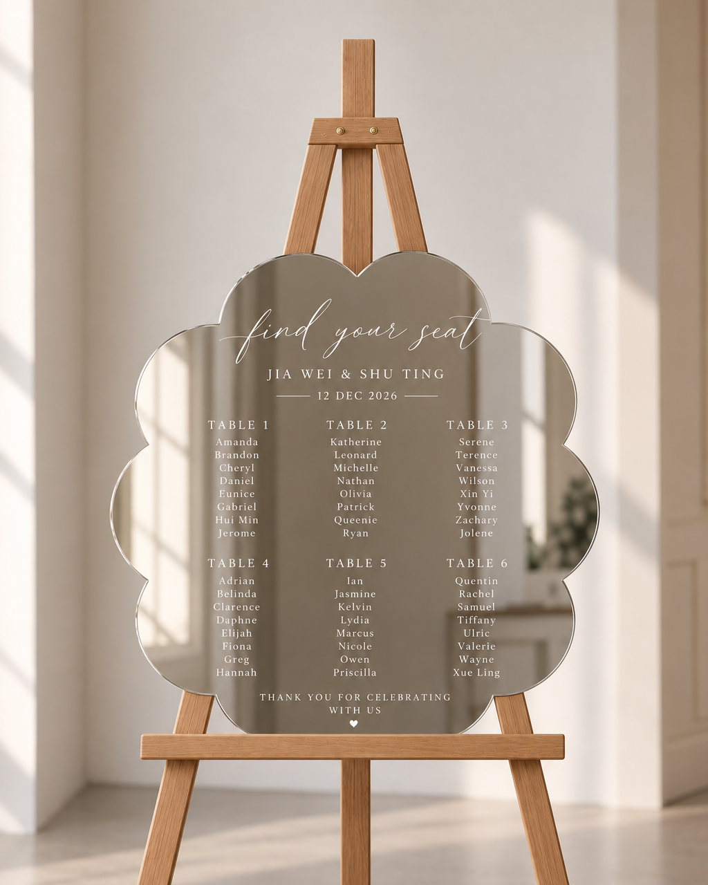 Wedding Seating Chart Signage - Acrylic/Artcard/Foamboard