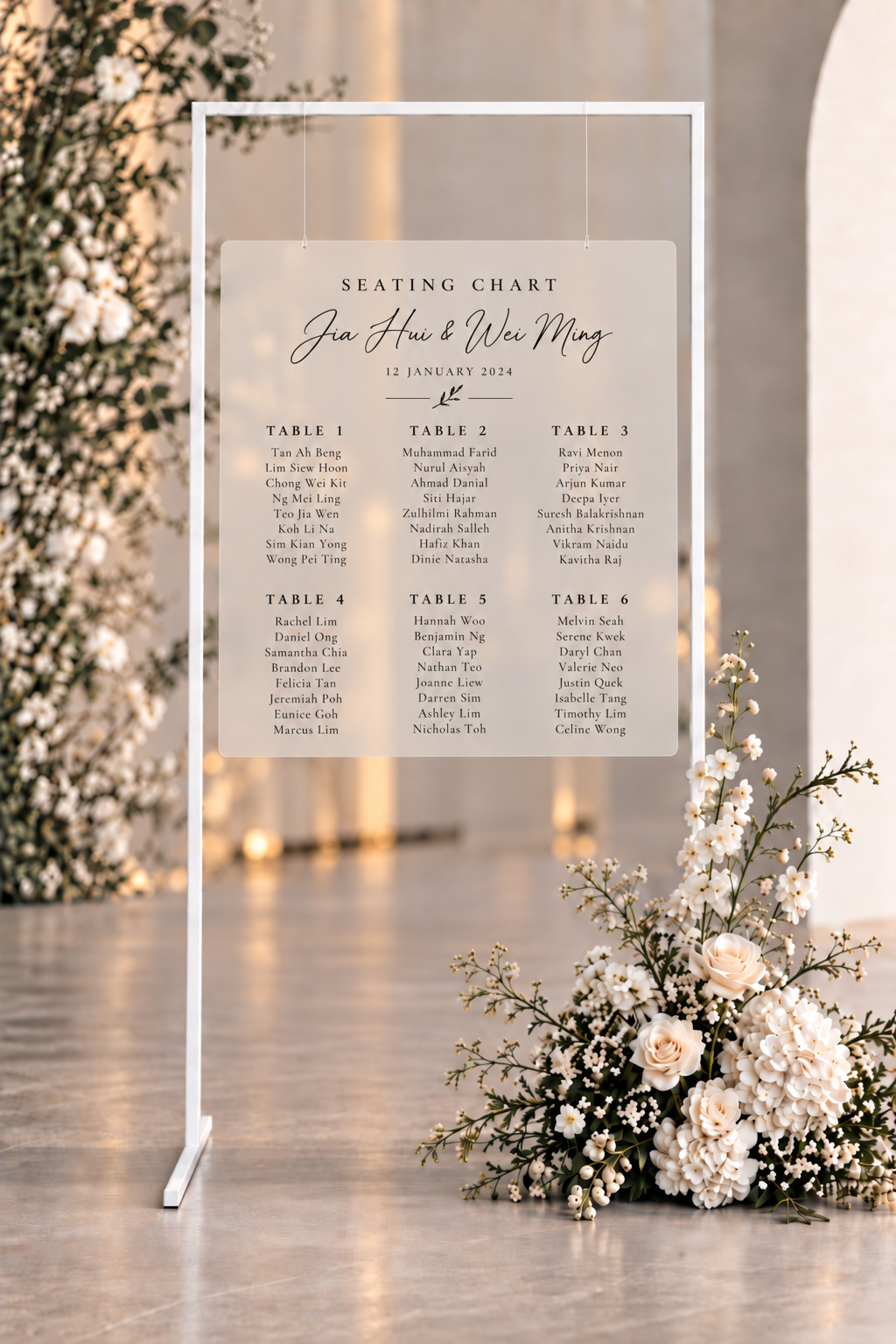 Wedding Seating Chart Signage - Acrylic/Artcard/Foamboard
